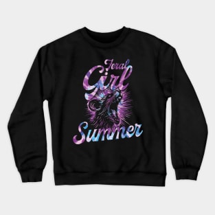 Funny Opossum Feral Girl Summer Opossum Raccoon Summer Crewneck Sweatshirt